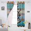 Retro Holz mit Anker Nautischer Stil Verdunkelungsvorhänge für Schlafzimmer Jalousien Vorhänge Fenstergardinen für Wohnzimmer Hohe Verdunkelung