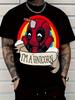 Marvel Deadpool Graphic TShirt Summer Tee Superhero Design Round Neck Short Sleeve Polyester Stretch Fit for Casual T Shirt