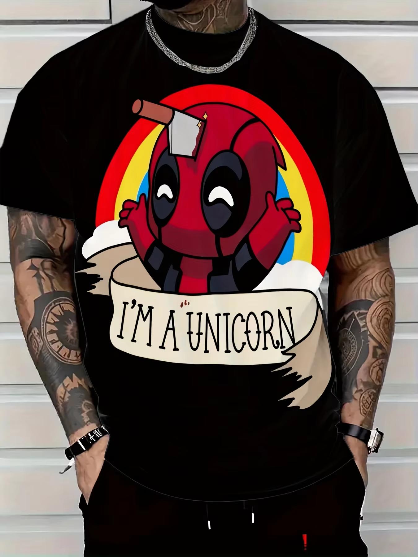 Marvel Deadpool Graphic TShirt Summer Tee Superhero Design Round Neck Short Sleeve Polyester Stretch Fit for Casual T Shirt S