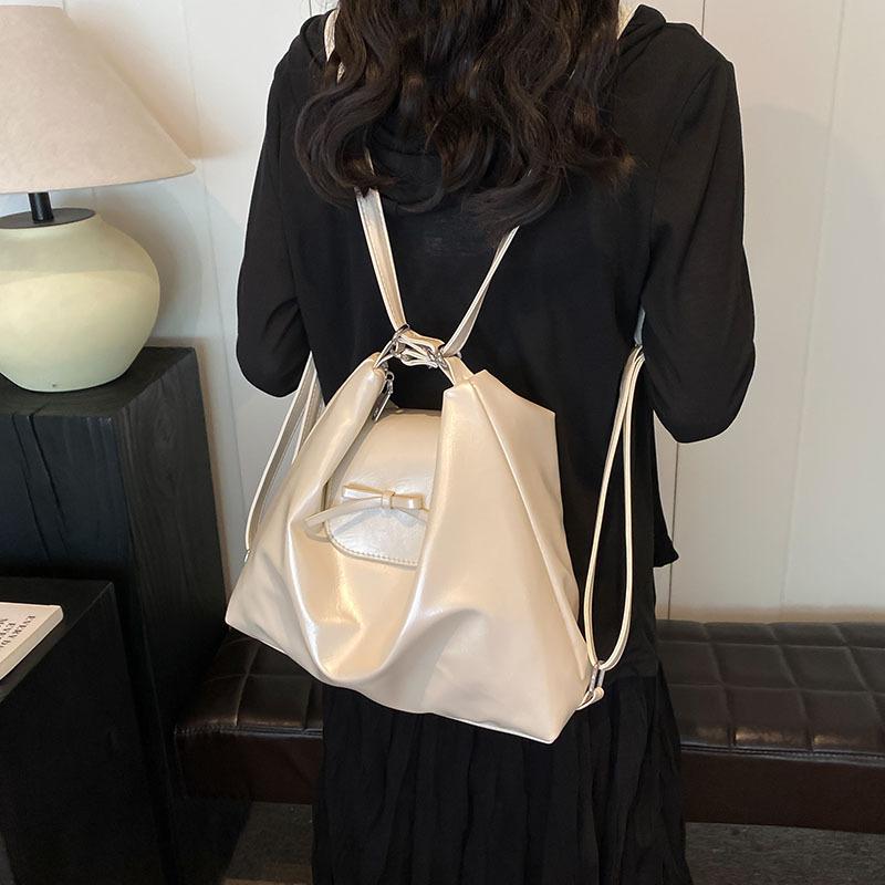

Red Travel Backpack for Women 2026 New Bow One Shoulder Bag Large Capacity Bucket Handbags Multi-purpose Commute Crossbody Bags (30cm<Max Length<50cm) білий