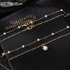 European and American New Pearl Fringed Pendant Stacked Wind Double Necklace Women's Fashion Versatile High-end Sense Necklace
