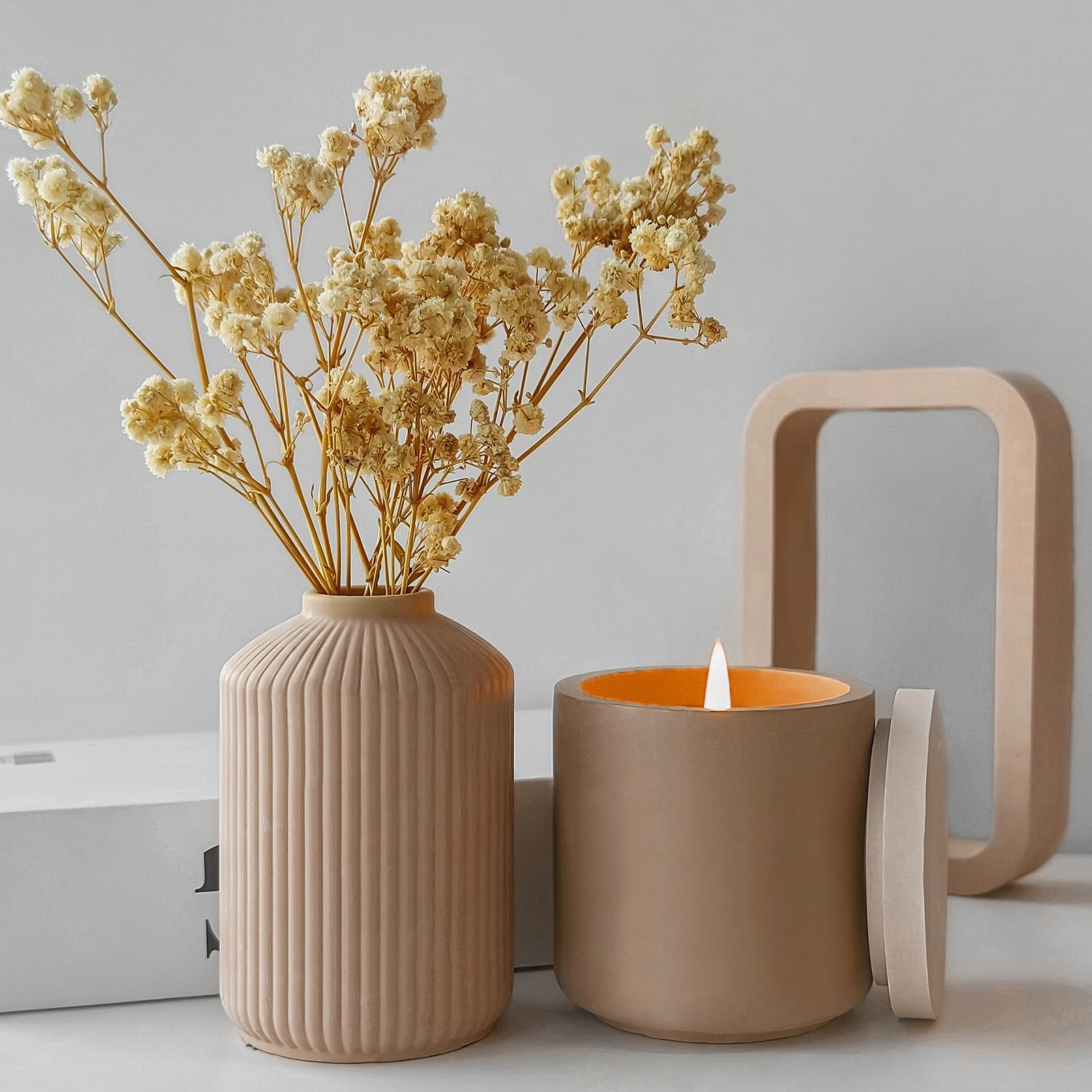

4pcs/set Silicone Vase Shapes Molds Flower Vase Gypsum Cement Ornament Non-Stick Reusable Molds Wax Candle Holder Home Decor CN