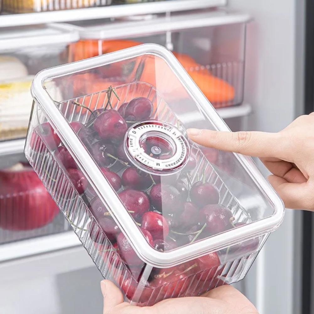 Portable Timeable Refrigerator Storage Box Vegetable Fruit Baskets  Kitchen Supplies