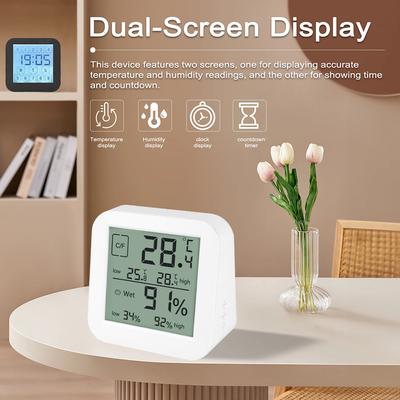 Indoor Table Clock Touching Screen LCD Digital Hygrothermograph Multifunctional Dual-Screen Humidity and Temperature Meter