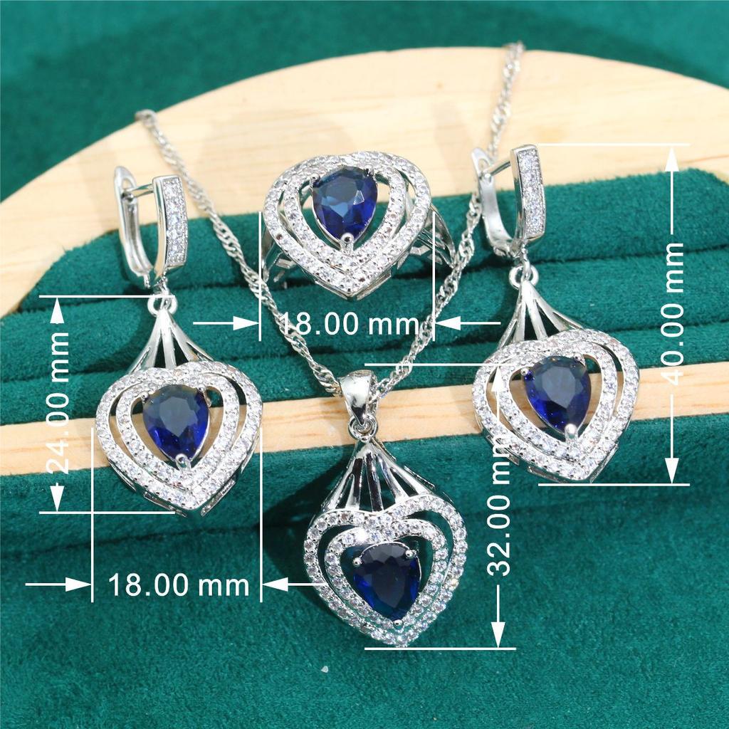 Heart Shaped Explosive Micro Inlay Jewelry Europe and The United States Hot Anti Allergy Zircon Necklace Earring Jewelry Set
