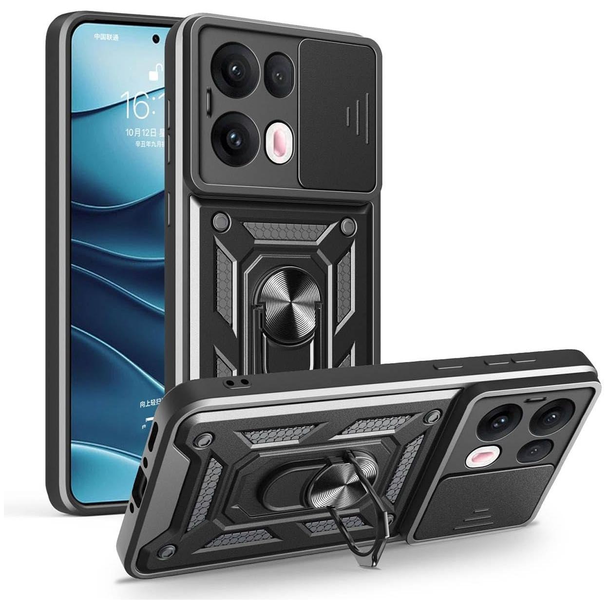 

Бронированный чехол для OPPO Reno 13 13F 13FS 5G Reno13 Pro F FS Защита линз с кольцом Магнитный держатель Coque Fundas Capa OPPO Reno 13 Pro 5G чёрный