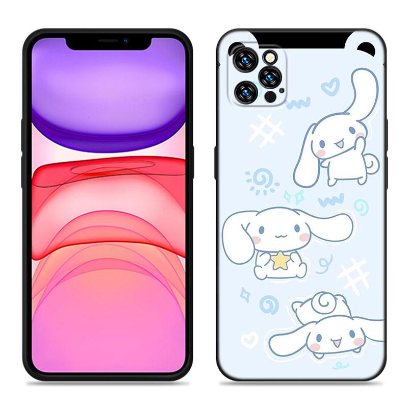 Husă de Telefon Kawaii Cinnamoroll Pentru Apple iPhone 12 13 Mini 11 14 15 Pro Max 7 8 Plus X XR XS SE 2020 2022 Husă Neagră din Silicon