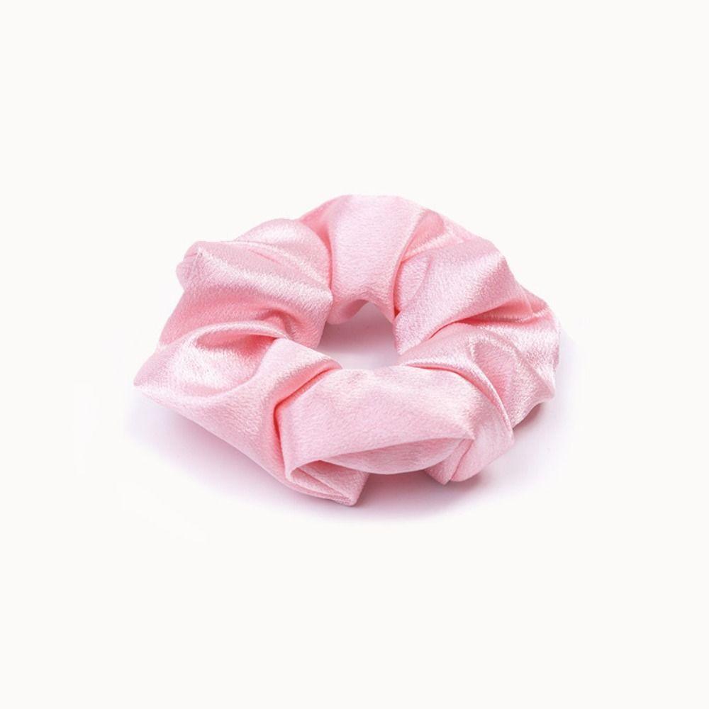 Korean Puff Hair Loop Crystal Satin Hair Scrunchie Fashion Ruffle Headband  for Meatball Head