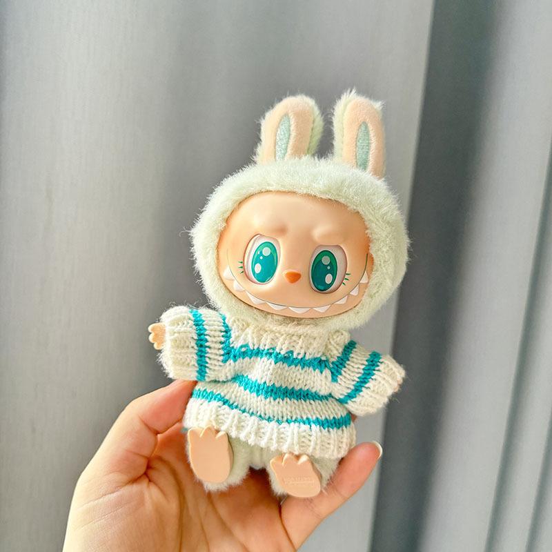 Doll Accessories For Labubu V1 V2 Idol Cute Doll Clothes Fashion Sweater Outfit Accessories Sitting Party Pink White Striped Sweater Cup Clothing