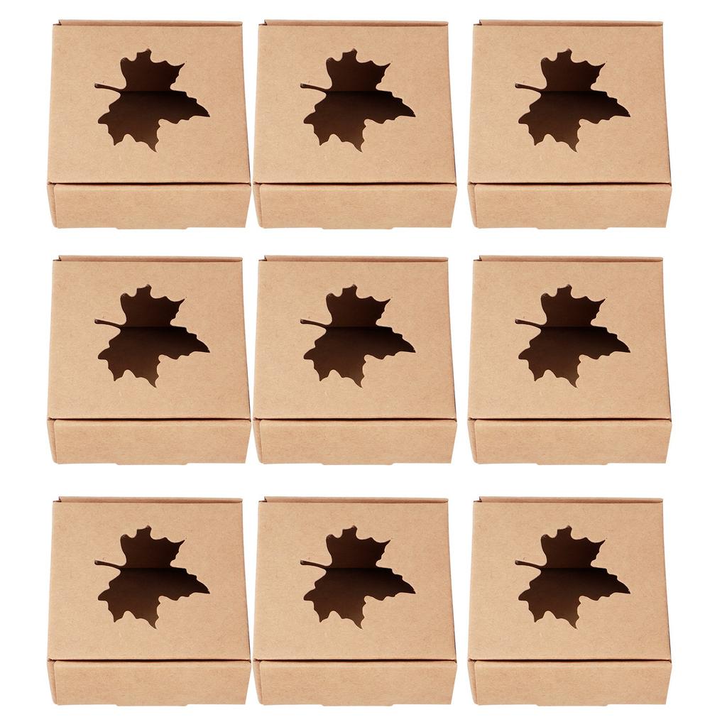50Pcs Maple Leaf Pattern Kraft Paper Packing Box Small Gift Craft Wrapping Box Wedding Party Favor