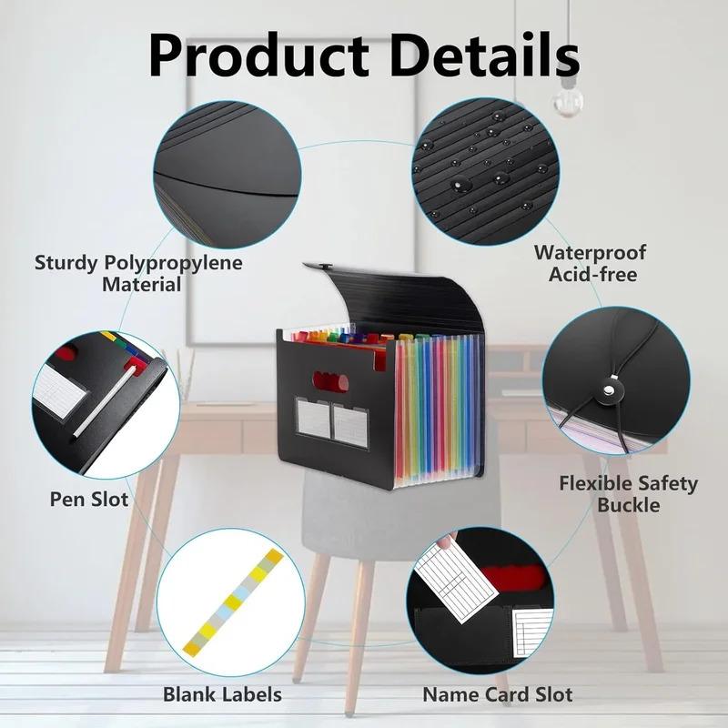 Portable Organ Organizer - 12 Pocket Expandable File Folder, Monthly Paper Bill & Tax Receipt Organizer