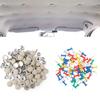 Car Interior Trim Clips 60PCS Set Beige Fabric Coated Metal Roof Headliner Retainer Rivets Anti-Rust OEM Style Install with Tool