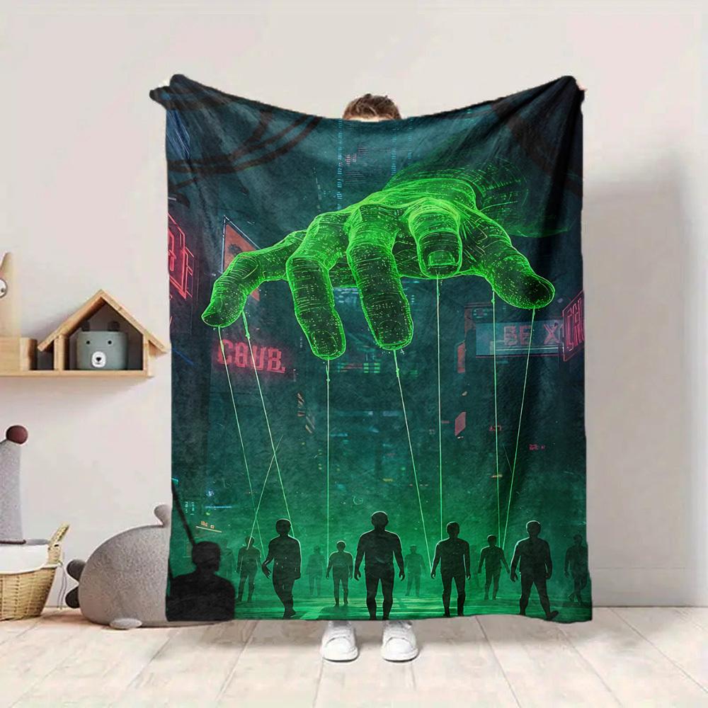 1pc The Matrix Flannel Throw Blanket - HD Printed Lightweight Soft Warm All-Season Blanket for Sofa, Bed, Travel, Camping 037
