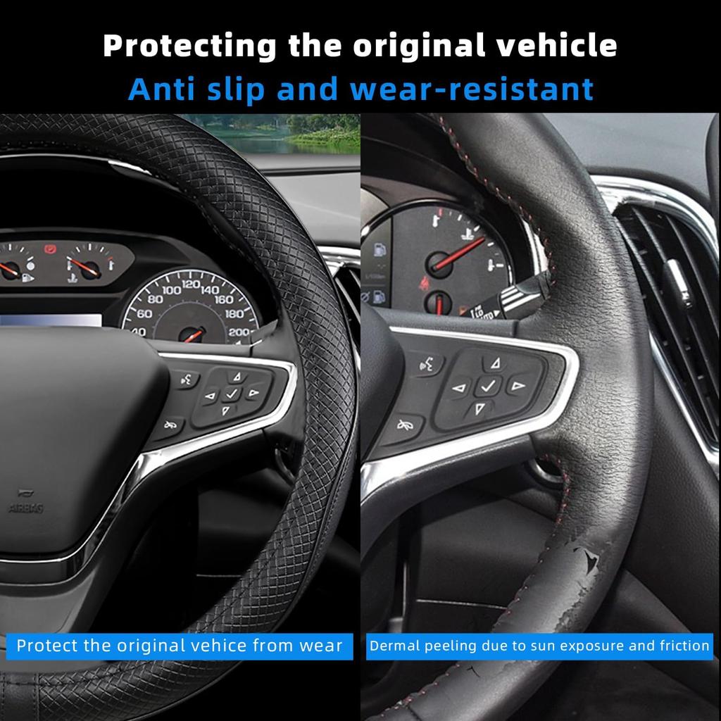 Car Steering Wheel Cover For Chevy Silverado 1500 2500 3500, Tahoe, Equinox,Traverse,Colorado, Automative Accessories For Chevy, Sporty Design, Black