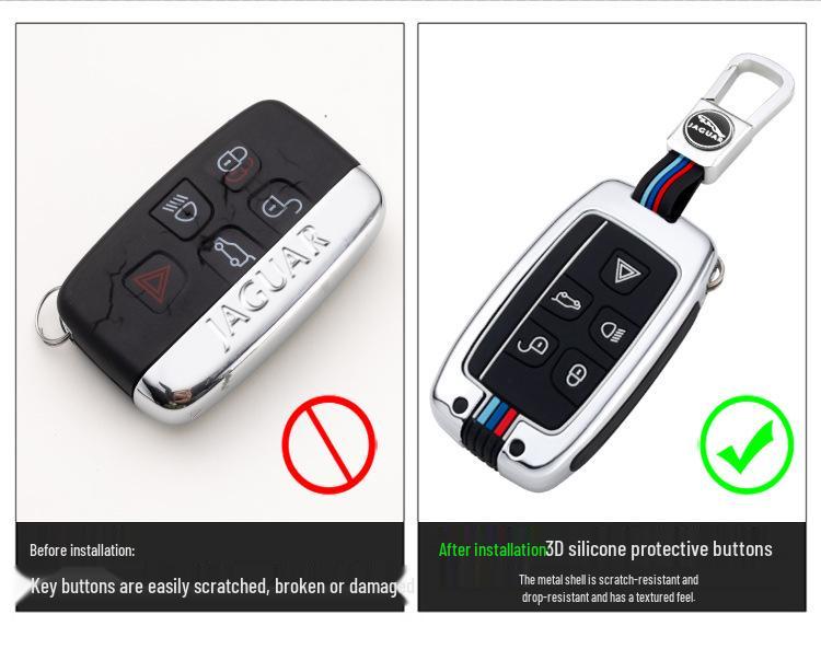 Jaguar Key Case: Metal Full Wrap for XJL, XEL, XFL, XE, XJ, XF, F-Pace – Car Protective Shell Buckle