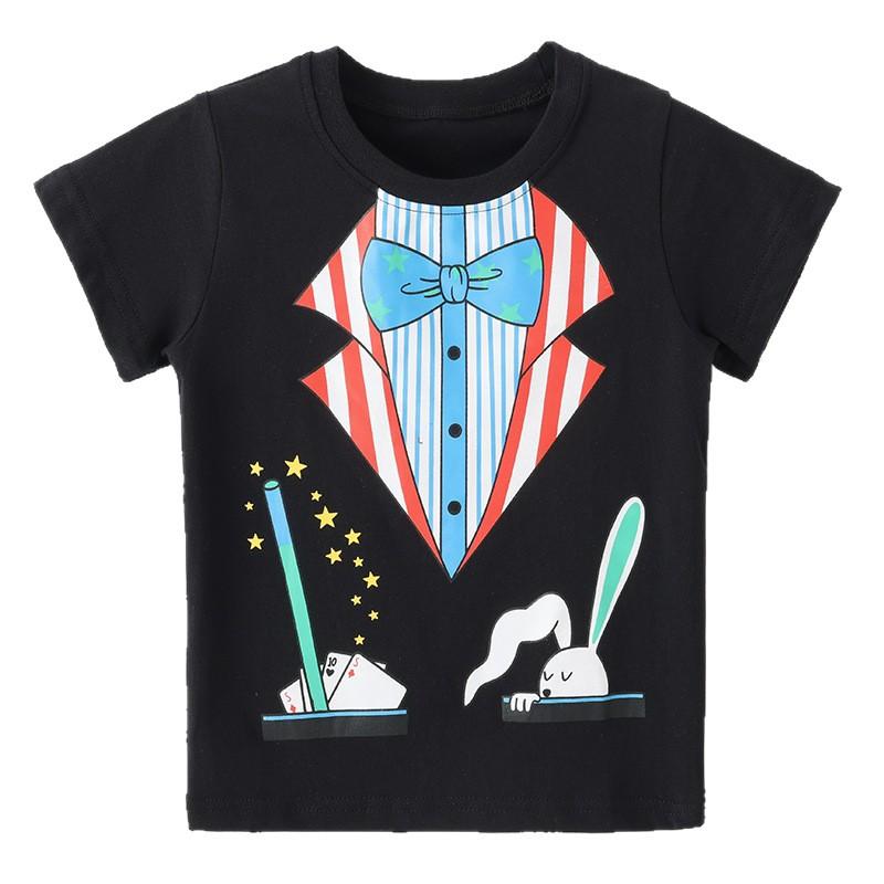 

New summer collection: boys’ T-shirts, magic print children’s cotton sweatshirts, and baby round-neck short-sleeved tops 140cm(8Y) чорний