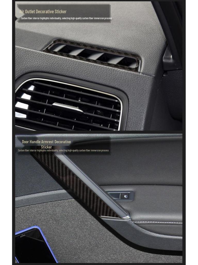 Compatible Carbon Fiber Interior Accessories for VW Golf 7: Console, Gear Shift, Cup Holder, A/C, Navigation Decor.