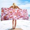 Red Petal Print Beach Towel Beautiful Flowers Girls Women Sport Pool Towels Quick Drying Bathroom Towel Camping Beach Blanket