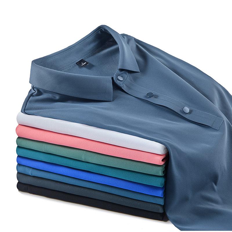 Men's Summer Ice Silk Seamless Polo - Elastic, Non-Iron, Short Sleeve