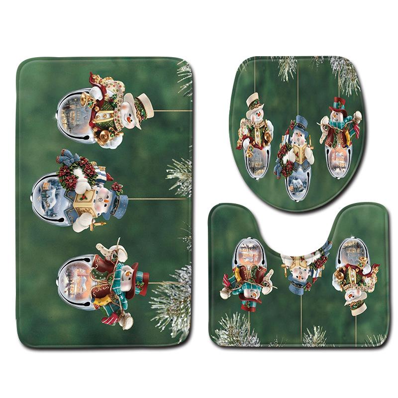 Weihnachts-Badezimmer-Bodenmatte Badezimmermatte Toilette Dreiteiliges Set