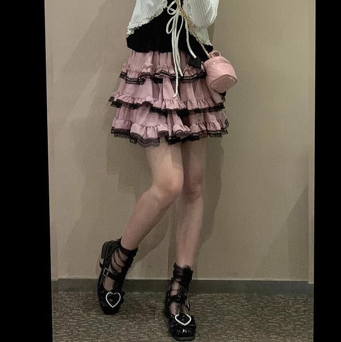 Lolita Bustier Cake Dress Dark Girly Lace Layered Lace Skirt