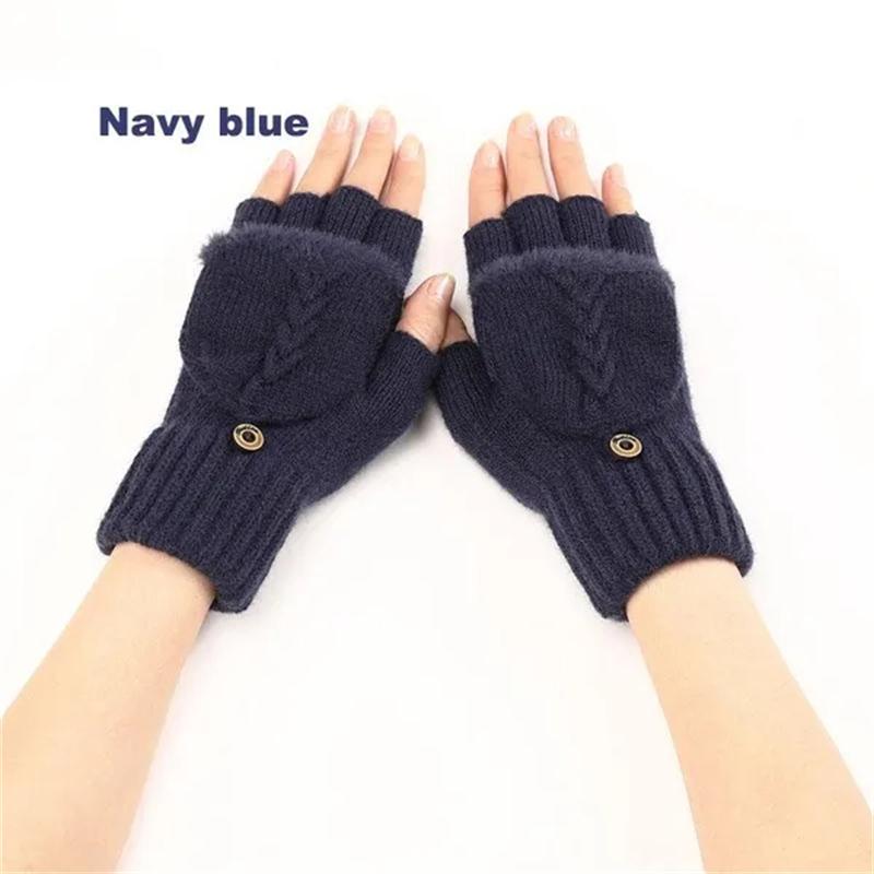 1 par de guantes de punto de lana cálidos para otoño e invierno para mujeres y niñas, guantes de medio dedo con tapa gruesa, manopla
