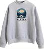 2024 ALASA Cotton Crew Neck Sweatshirt - European & American Popular Print, Casual & Versatile Loose Fit Top