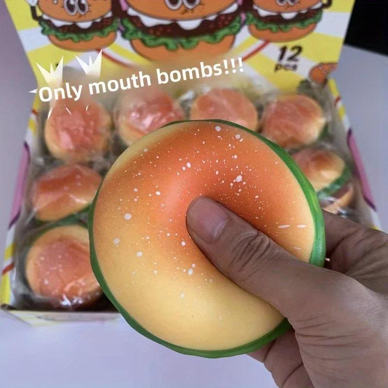 Creative Simulated Burger Squishy Toy, Slow Rebound Stress Ball, Perfect Holiday Gift for Kids Adults