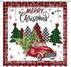 Merry Christmas Truck Shower Curtain  Buffalo Plaid Xmas Trees Home Bathroom Decorations Winter Snowflakes Farmhouse Bathtub