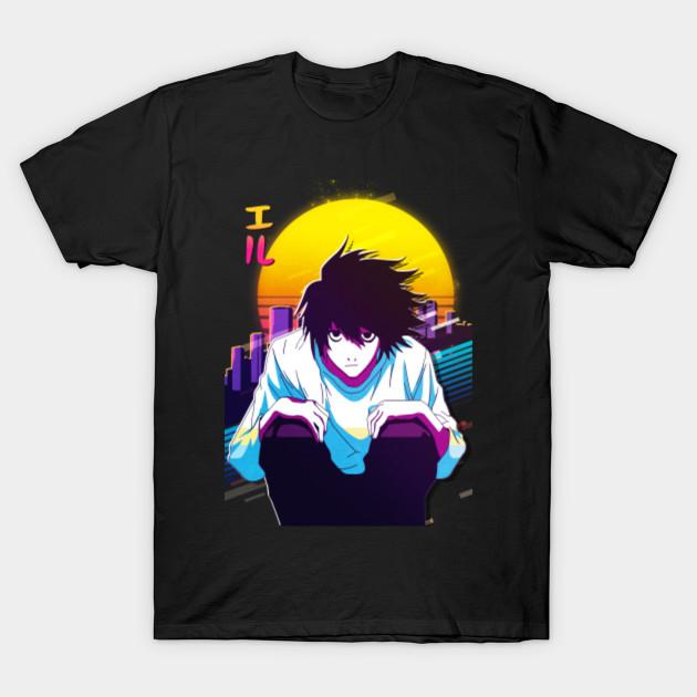 Men Black Print T-shirt Super Large TShirt Death Note L No-Cut Transfer Paper Print Cotton Tshirt