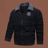 Fleece and thicker outer wear lamb wool casual lapel collar multi-pocket winter zipper medium corduroy cotton coat men's coat