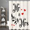Alla hjärtans dag Herr. Lady Love Leaf Duschdraperi, Dekorativt Duschdraperi för Badrum, Vattentätt Duschdraperi med Krokar