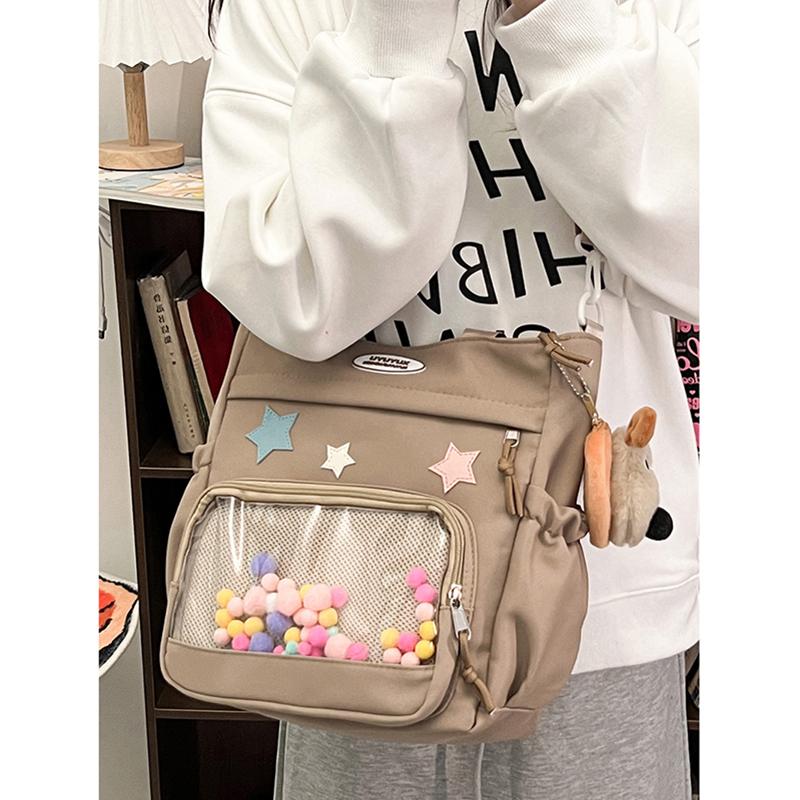 Cute Accessory Puppy Pendant Shoulder Bag Five-Pointed Star Tote Bag Color Ball Decorate Handbag & Purse  Fashion School Cross