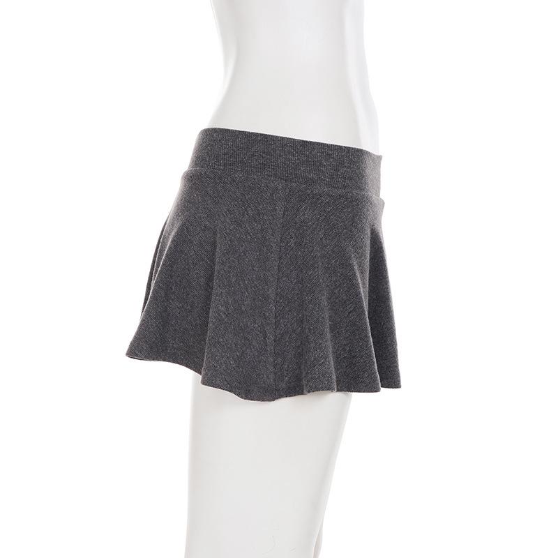 New Sweet Girly Slim Knit Versatile Solid Color Mini Skirt for Women