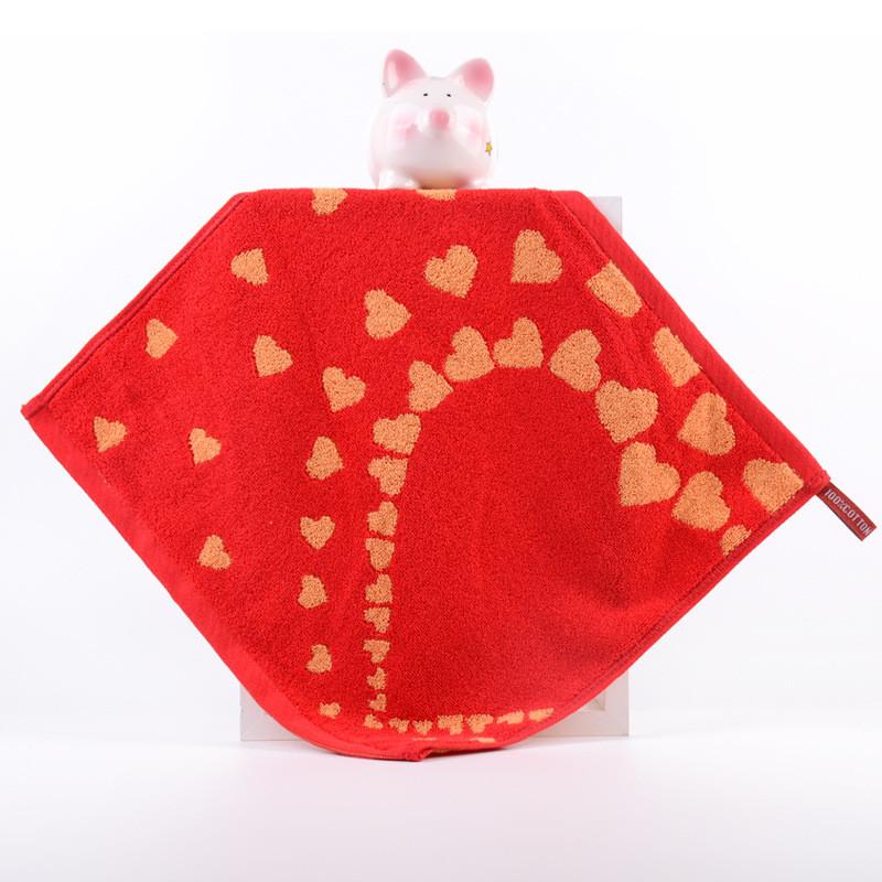

1Pcs 35x35cm Love Heart Wedding Cotton Square Scarf Bride Happy Handkerchief Gift Soft Red Hand Face Towel 35x35cm