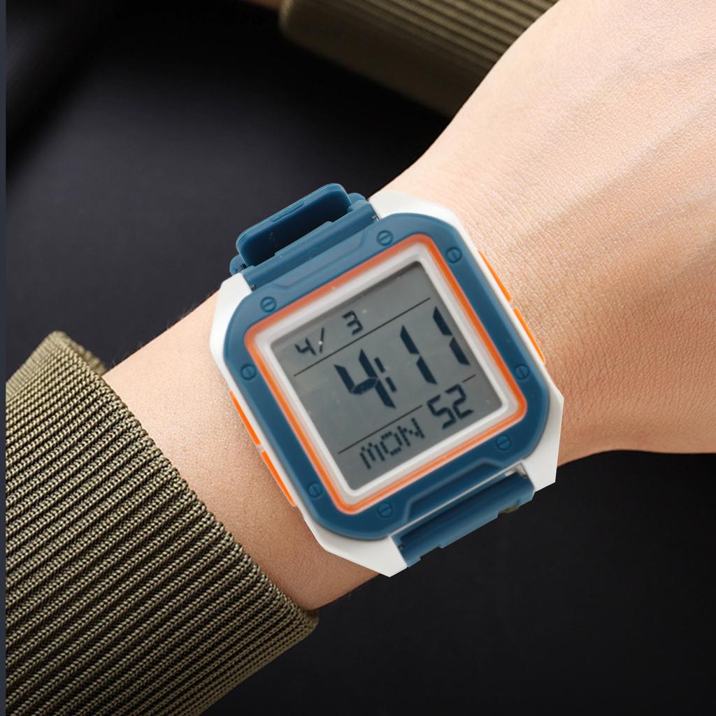 Digitale Sportuhr für Herren Damen EL-Hintergrundbeleuchtung Stoppuhr Countdown Woche Wecker TPU-Armband Doppelzeit Wasserdichte Uhr