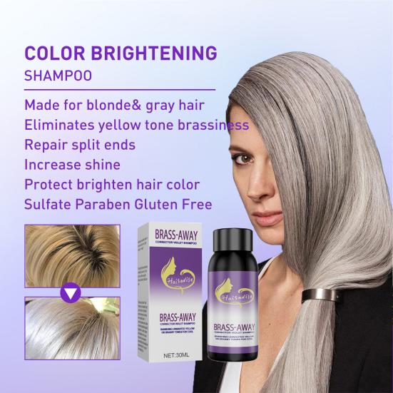 Yousheng 30ml Hair Shampoo Brass Away Long Lasting Wide Application Hair Color Corrector Violet Shampoo for Beauty