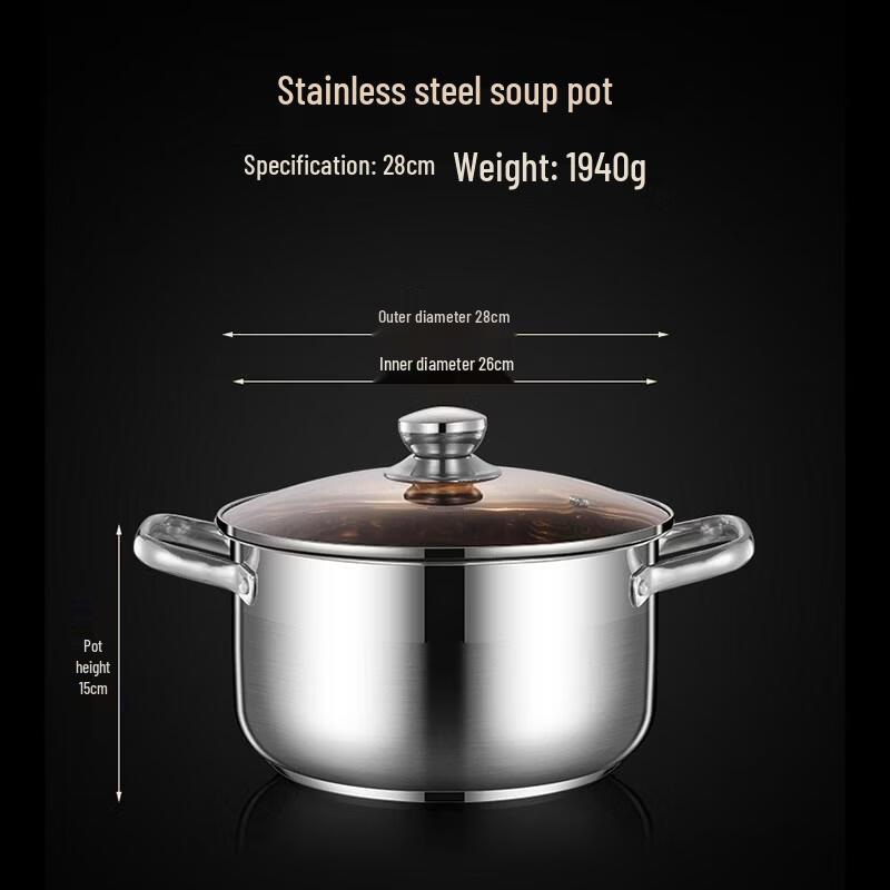 HANDUNYOU 28cm Stainless Steel Soup Pot