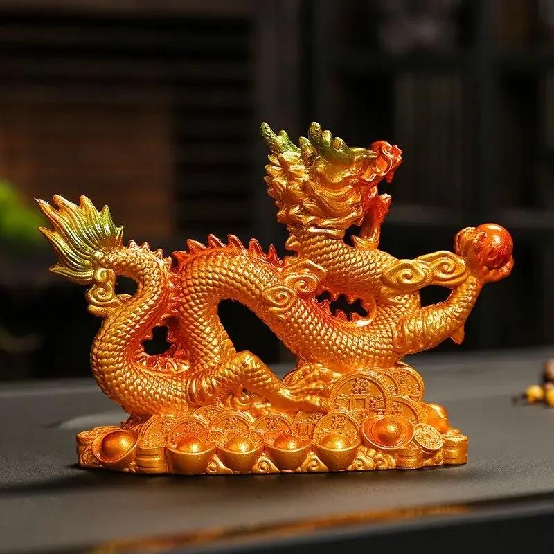 Feng Shui Dragon Ornaments Fortune Attracting Wealth Gold Dragon Home Decorations Office Desktop Opening Gift