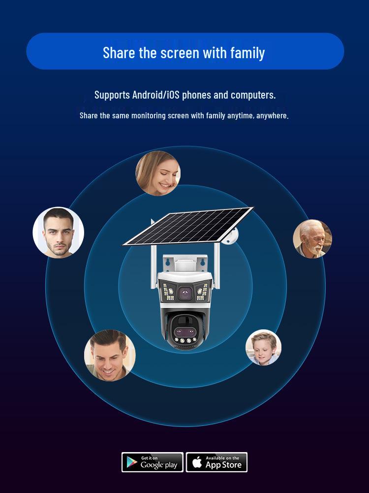 V380pro Solar HD 4G Camera with 10x Optical Zoom & Three Lenses - European Version