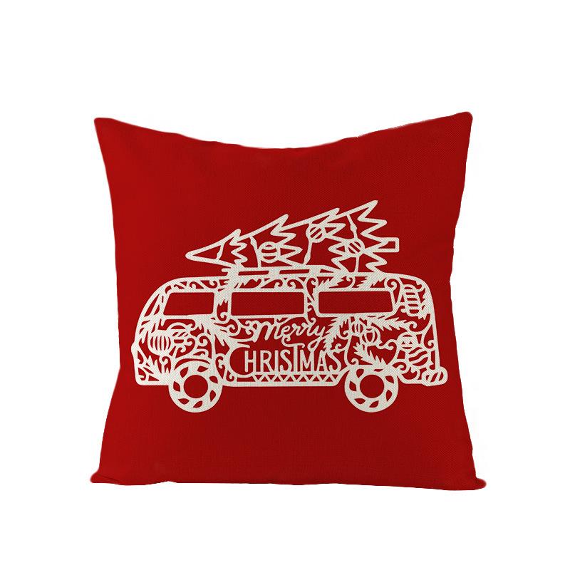 Watercolor Red Christmas Pillow Cover Polyester Printed Holiday Pillow Cartoon Pillow Cover