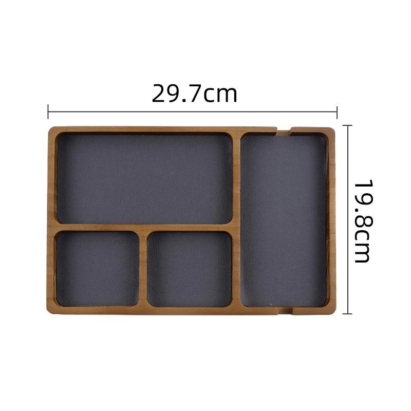 

Solid Wood Desktop Organizer Tray with Compartments for Home Office Mobile Phone and Headphone Debris Storage Partition