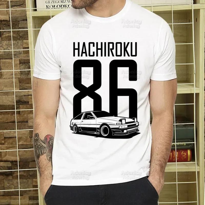 Initial D T Shirt Men Retro Washed Tops Tees Harajuku AE86 Drift Tshirt Hip Hop Male Fujiwara Tofu JDM Japanese T-shirts