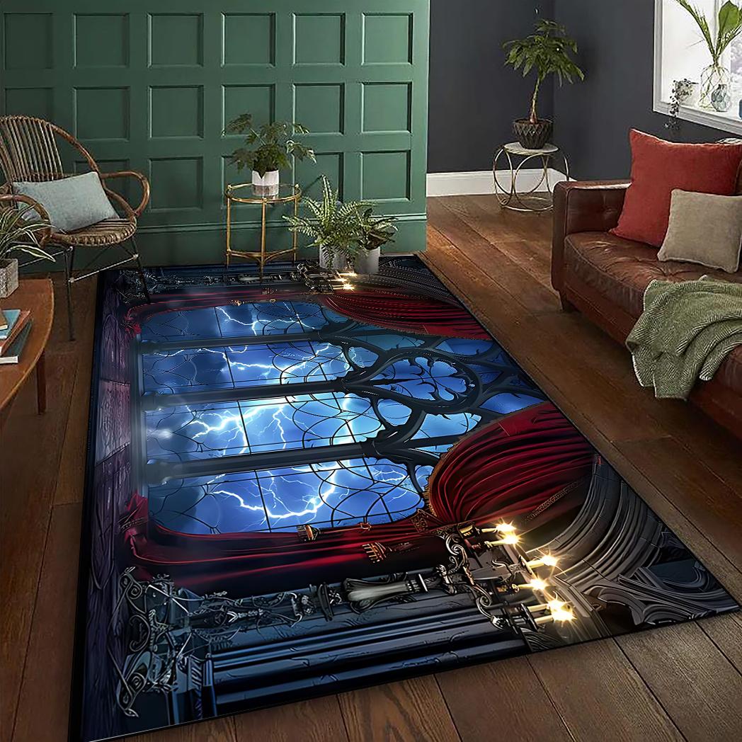 

Ковер с рисунком средневекового замка, 100% полиэстер, моющийся, легкий, для декора гостиной, спальни, патио 60x90(23x35in)