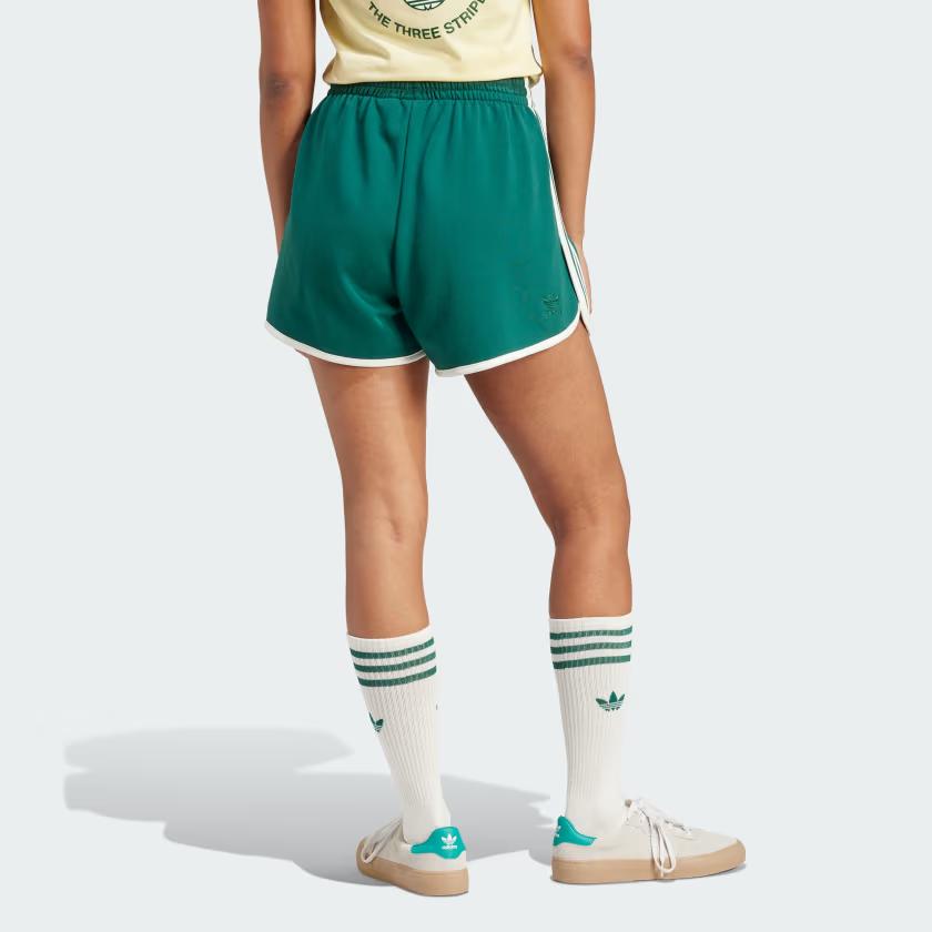 Adidas Originals Vrct Graphic Shorts With Letter Logo and Colorblock Stripes Women Bottoms Green IR6045