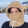 Winter velvet to keep warm children big head circumference skiing cycling windproof snow mask scarf integrated hat ear protector