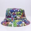 New European and American fashion retro pattern printed bucket hat women's outdoor travel sun hat double-sided can wear pot hat men