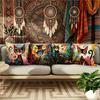 Bohemian Cat Print Pillow Cover Colorful Floral Cat Cushion Case For Sofa Bedroom Living Room, Artistic Cat Home Decor