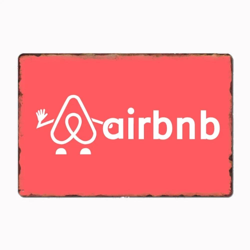 Vintage Airbnb Logo 1 Metallskilt Plakat Veggdekor Kino Stue Veggmaleri Morsomt Blikkskilt Kjøkken Soverom Kafé Bar Pub Stue