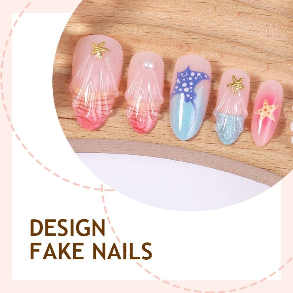 24Pcs Flower Press On Nails 3D Gel Fake Nail Tips New False Nail Women